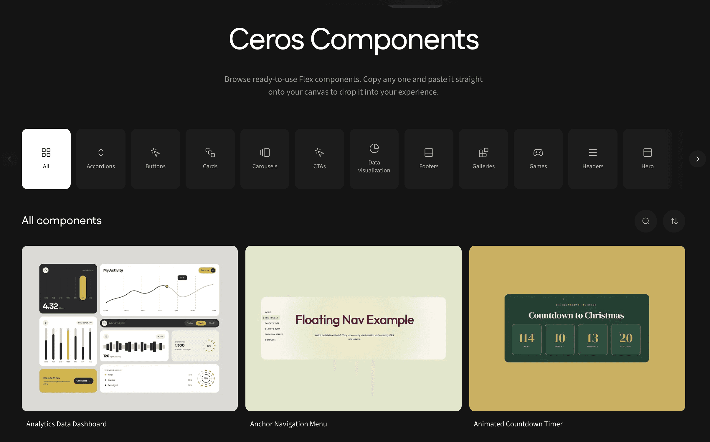 Explore the Ceros components library