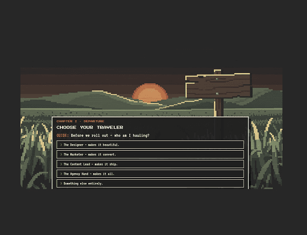 Preview of The Flexegon Trail interactive retro game template.