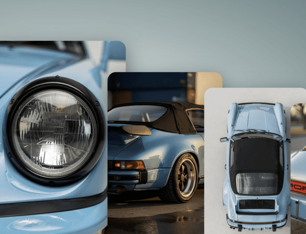 Interactive fanned cards expanding on hover to reveal more detailed features