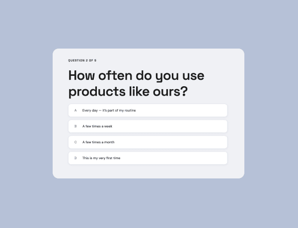 Interactive quiz template with diagnostic questions and dynamic results