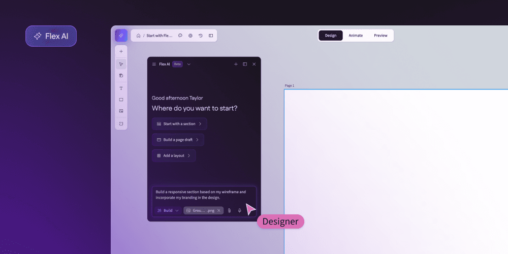 An image showing the general UI of Flex AI