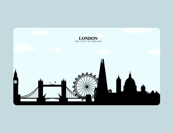 Interactive toggle switching a London skyline illustration between day and night views
