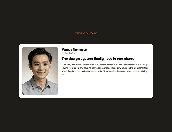 Preview of a tabbed quote testimonial component featuring dynamic customer reviews