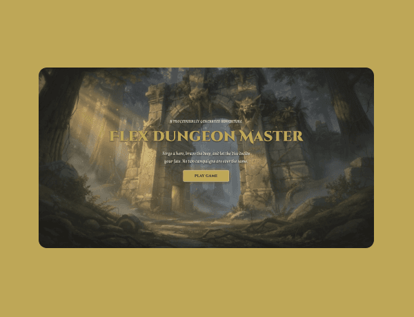Dungeon Master gameplay interface featuring character stats and interactive adventure options