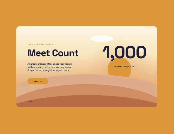 Preview thumbnail for the count animation landing page template showing animated stat counters.