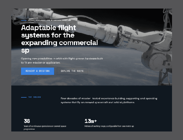 Preview of the space exploration and infrastructure interactive website template