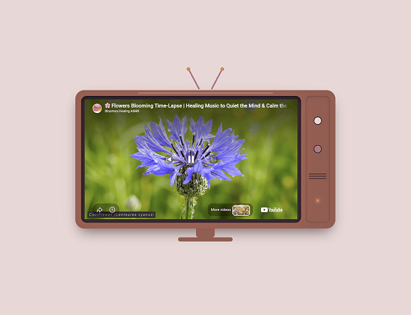 Retro television set illustration with an embedded YouTube video modal player