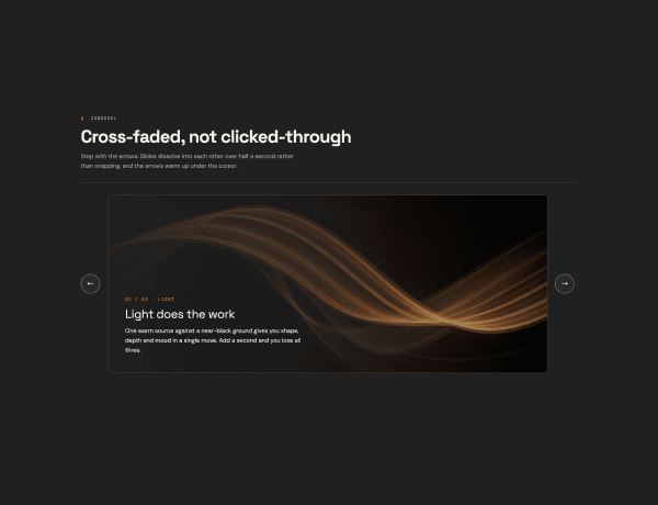 Interactive multi-slide carousel component thumbnail