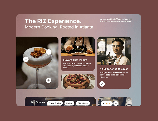 Preview of the culinary interactive one-pager website template