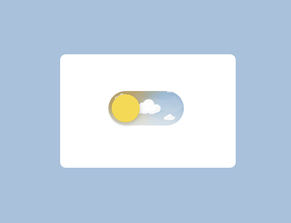 An interactive day and night mode toggle switch with sun and moon illustrations.