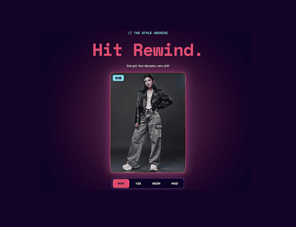 Preview of a slide rewind style archive component with horizontal slide interactions.