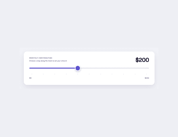 Price slider with clickable steps updating the displayed value along a horizontal track.