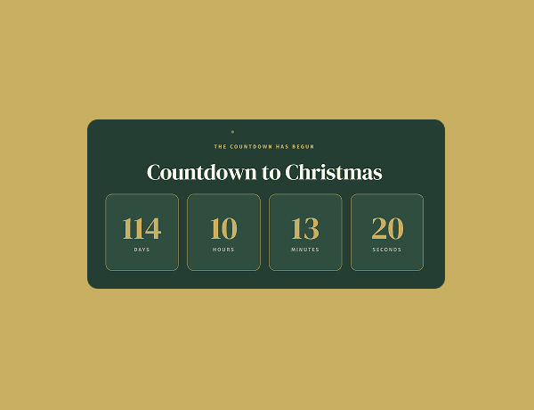 Digital countdown timer component with dark background and live updating digits