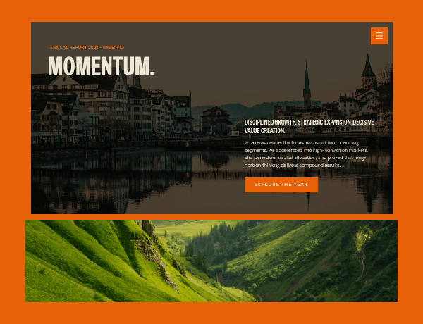 Preview of the Velantis multi-sector annual report template interactive layout