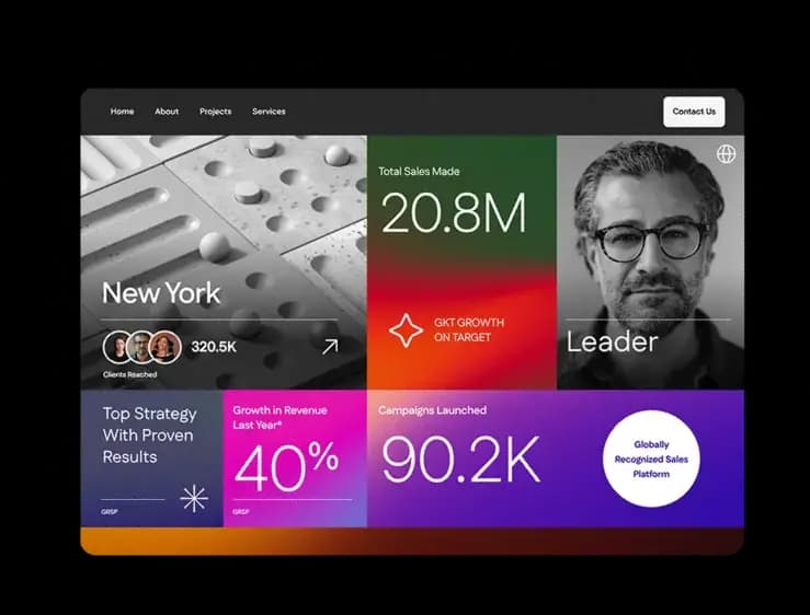 A Ceros-built interactive experience themed around New York, shown as part of a hero showcase of agency content created on the platform