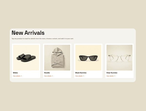 Shopify e-commerce store template interface displaying featured products, categories, and shopping layout