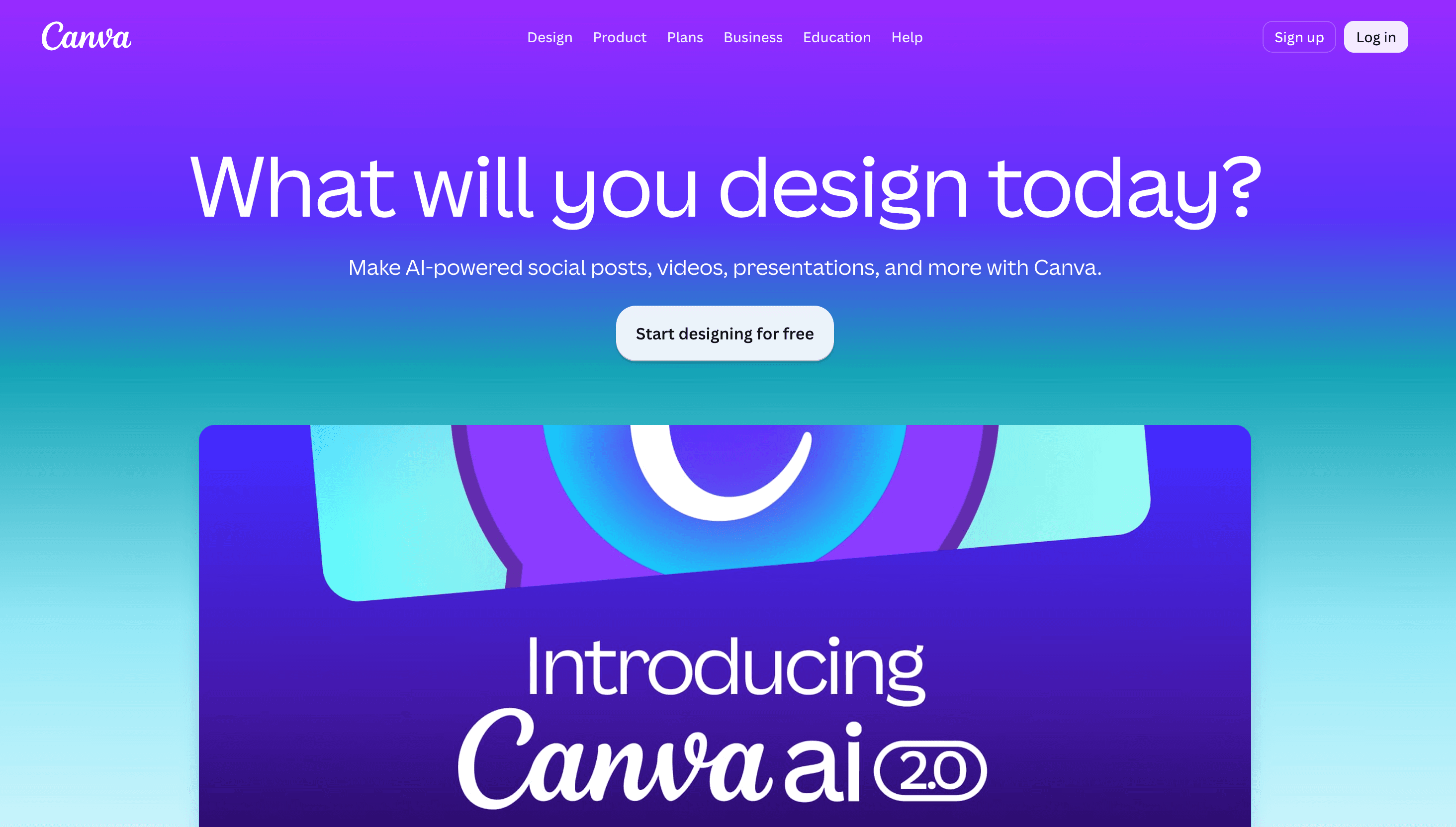 Canva homepage hero