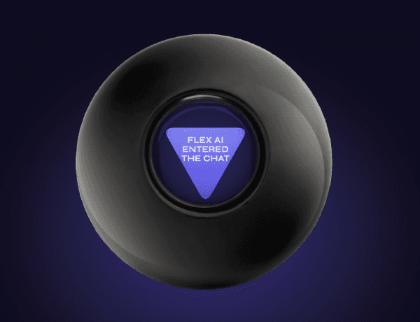 Interactive Magic Flex-Ball component styled like a classic 8-ball toy