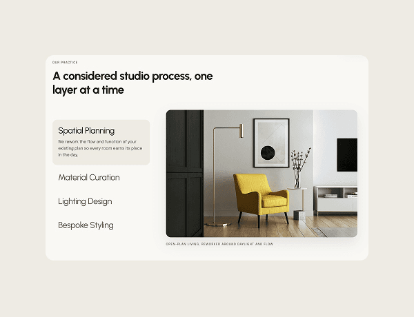 Interactive gallery preview featuring a grid of dynamic content cards with slight motion effects